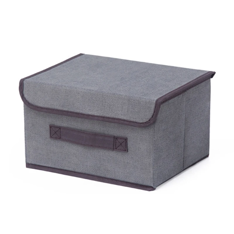 Grey Хлопок Liene коробка для хранения дома с крышкой 25*19*16 см Одежда Носки игрушка закуски разное Oraganier набор Органайзер Косметика бытовой - Цвет: Grey