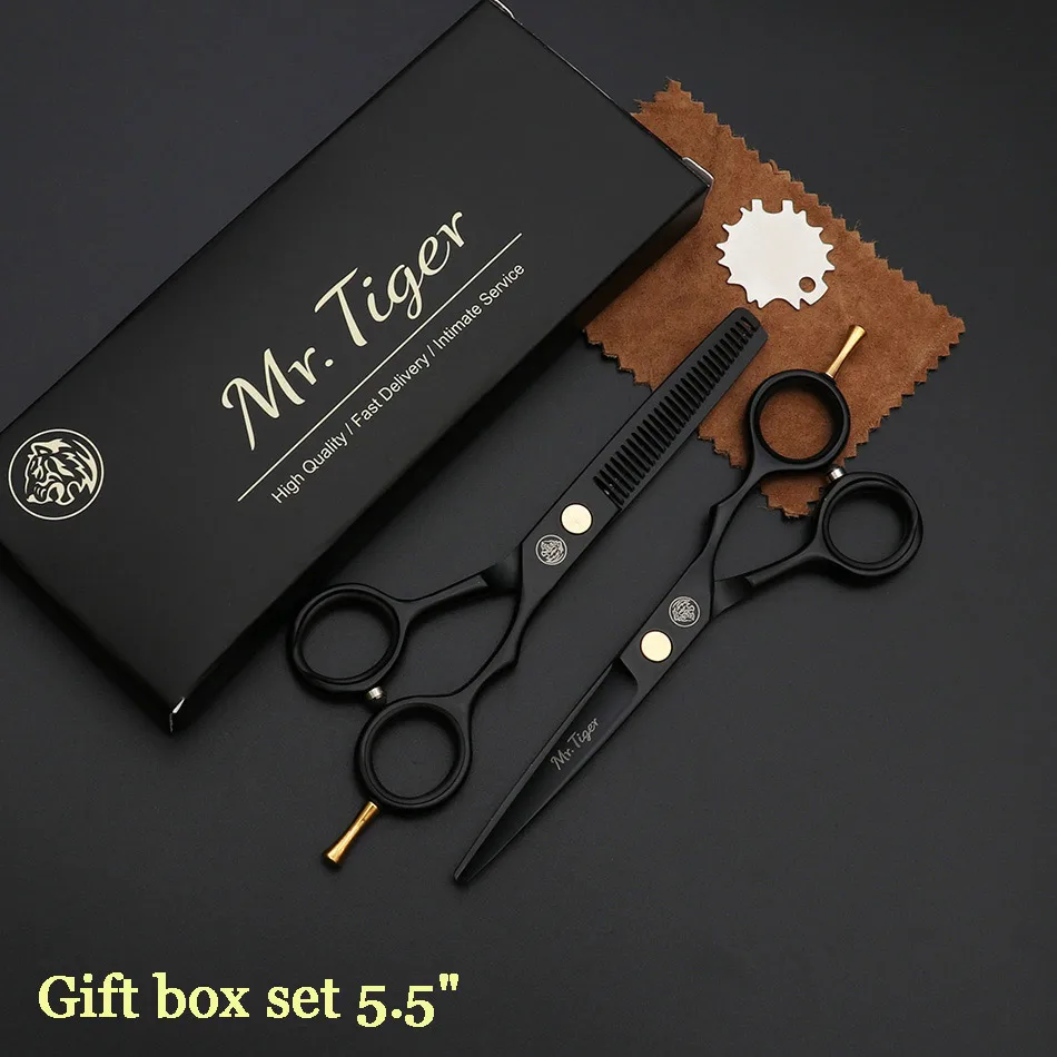 gift box set Высококачественные ножницы для стрижки волос, Профессиональные парикмахерские ножницы, профессиональные ножницы для стрижки волос, набор ножниц 5,5 6,0 - Цвет: gift box set