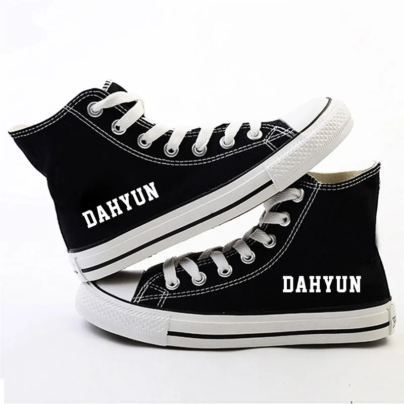 black7 Dropshipping TWICE With The Same Paragraph High-top Canvas Shoes For Men And Women Students Leisure shoes - Цвет: black7