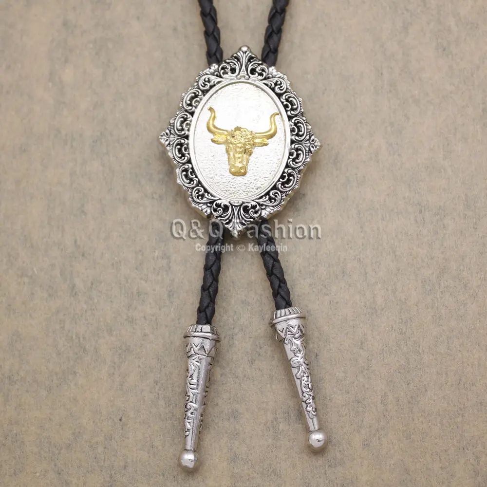 Модное позолоченное ожерелье с кожаным галстуком Баффало рожком и для мужчин