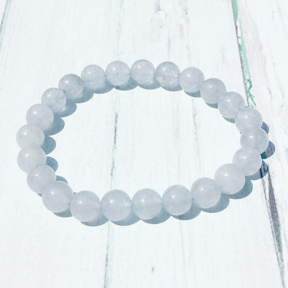 Ruberthen A Grand Aqua marine Gem Stone Bracelet Protection Communication Yoga Meditation Wrist Mala Divine Jewelry | Украшения и