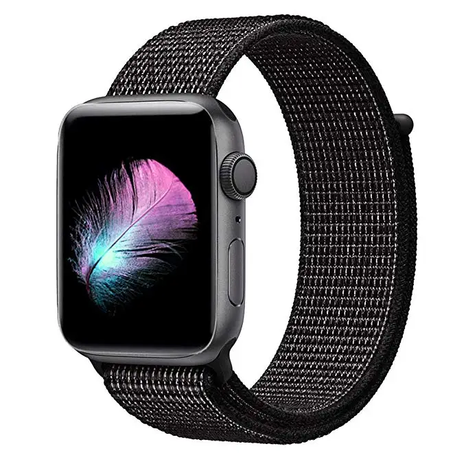 Нейлон тканые запасные браслет ремешок для наручных часов Apple Watch, версии 44/42/40/38 мм дышащий спортивный бесшовный ремешок для наручных часов iWatch серии 4/3/2/1