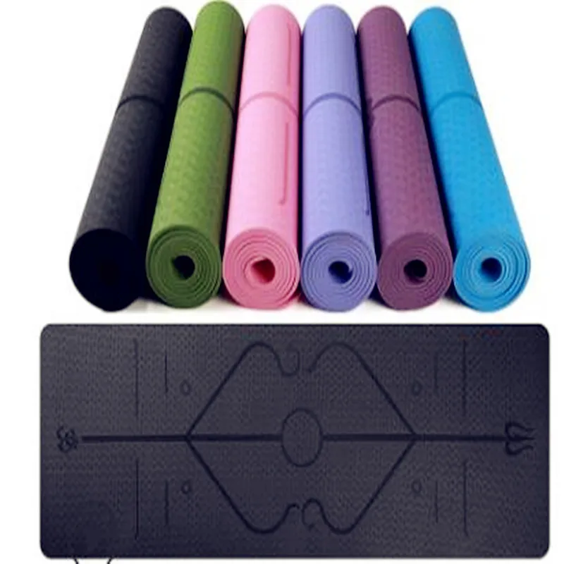 

6MM TPE Yoga Body Line Mat Pad Non-slip Slimming Exercise Fitness Gymnastics Mat multifunctional Body Building Esterilla Pilates