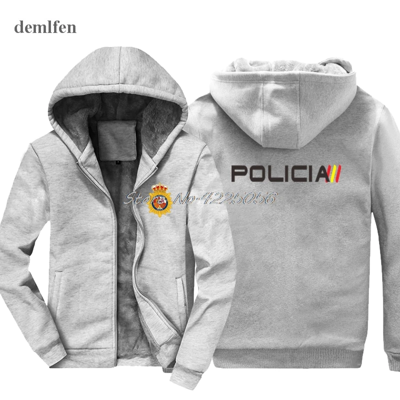 gray Espana Policia испанская национальная полиция Espana Policia толстовки Riot Swat спецназ толстовка мужская хлопковая теплая куртка - Цвет: gray