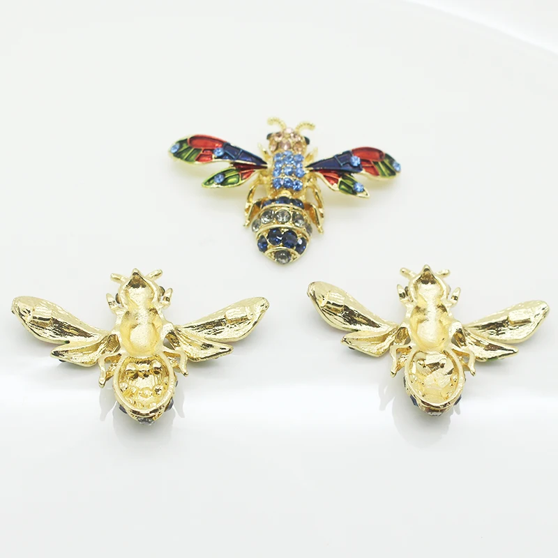 5 шт./лот 46 мм * 34 цветные пуговицы в виде пчелы со стразами плоская задняя часть
