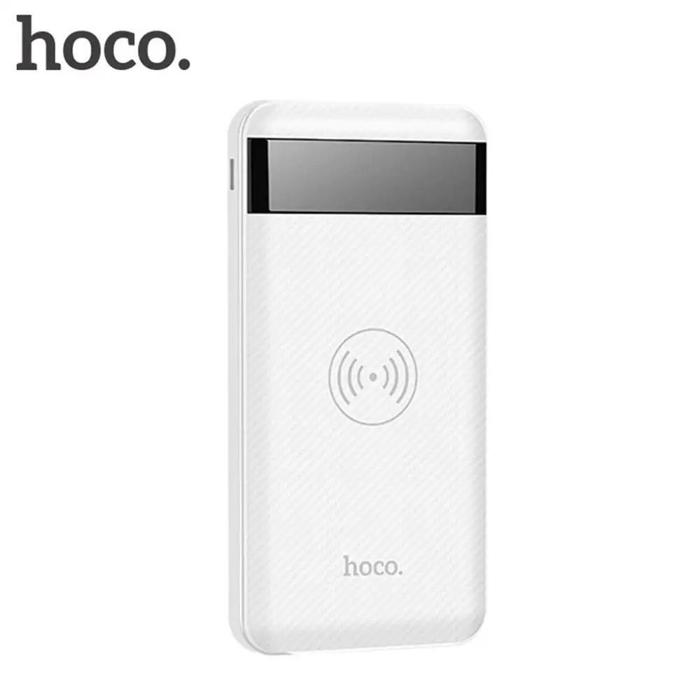 Белый HOCO power bank 10000 мАч, портативное зарядное устройство для быстрой зарядки, двойной USB, беспроводное зарядное устройство для мобильного телефона, внешний аккумулятор - Цвет: Белый