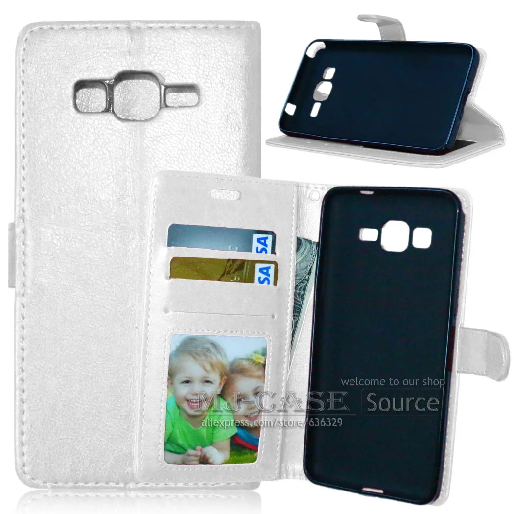 white Роскошный кожаный чехол-книжка из искусственной кожи чехол для samsung Galaxy Grand Prime G530 SM-G530H G530M G530FZ G5308W G5308 G531 G531F чехол-кошелек для телефона - Цвет: white