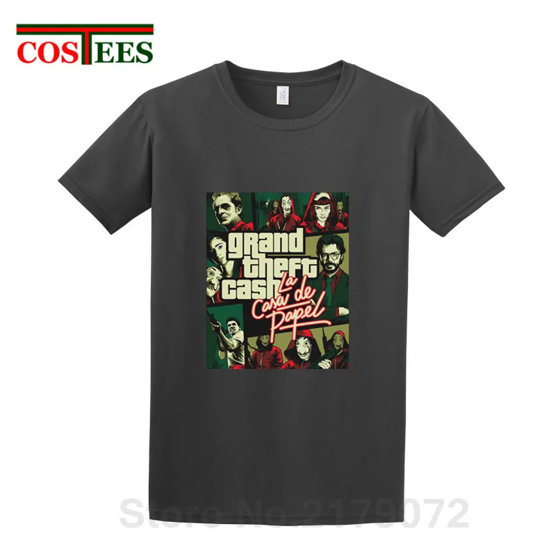 Футболка Camiseta Grand Theft Cash GTA забавная футболка для мужчин с банкнотами Bella Ciao homme House
