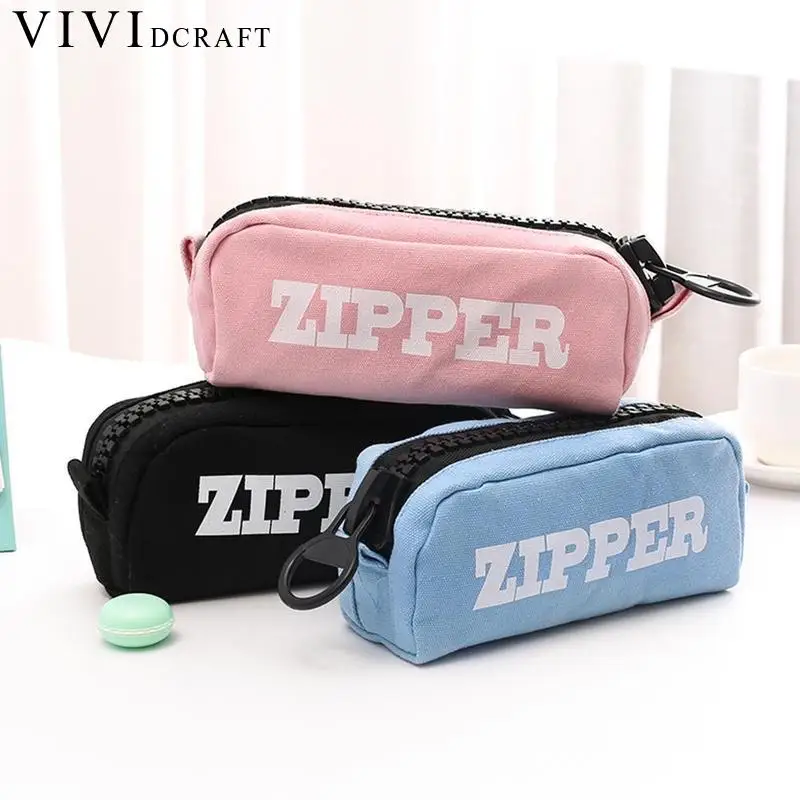 Vividcraft корейский Stionery большая молния карандаш сумка большой Ёмкость холст пенал