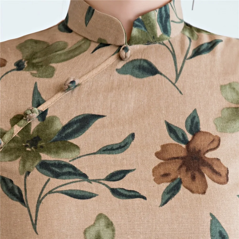 Шанхай история Традиционный китайский топ с коротким рукавом цветочный cheongsam Топ Традиционный китайский Топ однотонная блузка для женщин
