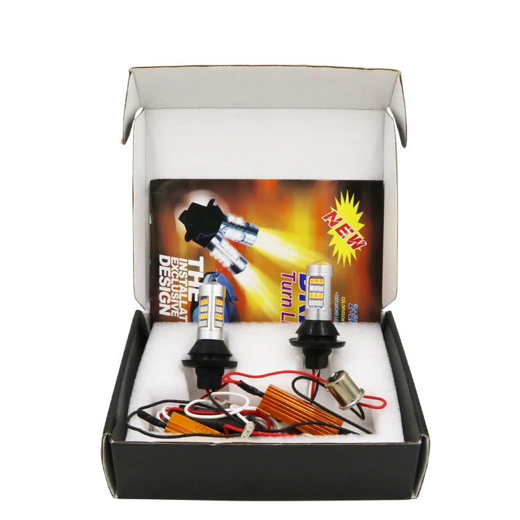 2x Canbus светодиодный 1156 BA15S BAU15S P21W PY21W светодиодный 42SMD T20 7440 W21W светодиодный цвета-красный, желтый с резисторами автомобиля поворотник двойной режим DRL