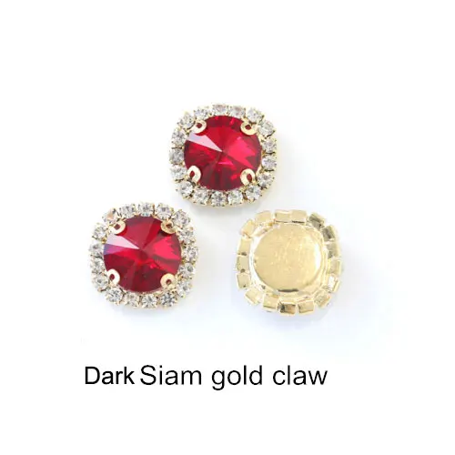 Dark Siam-Gold 5 размеров, цветные круглые стразы с кристаллами и пряжкой, Пришивные круглые стразы Rivoli, пришивные стразы для свадьбы, Dess B1074 - Цвет: Dark Siam-Gold