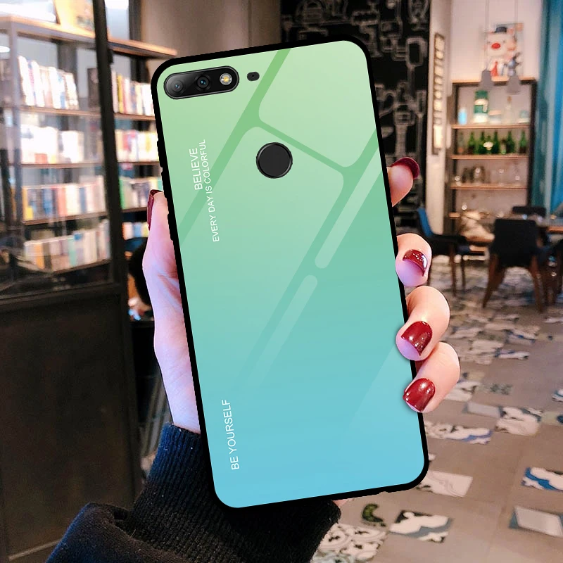 06 Роскошный градиентный чехол из закаленного стекла для huawei Y6 Y7 Prime ATU-L31 ATU-L42 LDN-L21 LDN-LX3 чехол для телефона защитный чехол - Цвет: 06