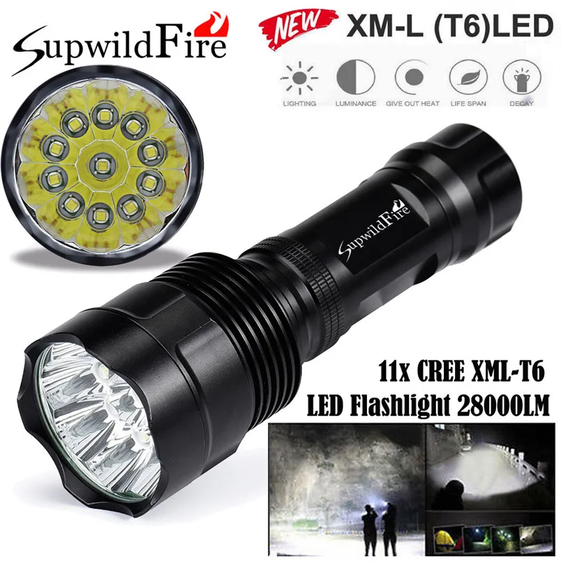 D 11 x XML T6 LED 8 видов супер яркий 8000-38000LM фонарик 5 режимов CREE XM-L T6 светодиодный фонарик факел свет лампы 18650 NOM05 - Испускаемый цвет: D 11 x XML T6 LED