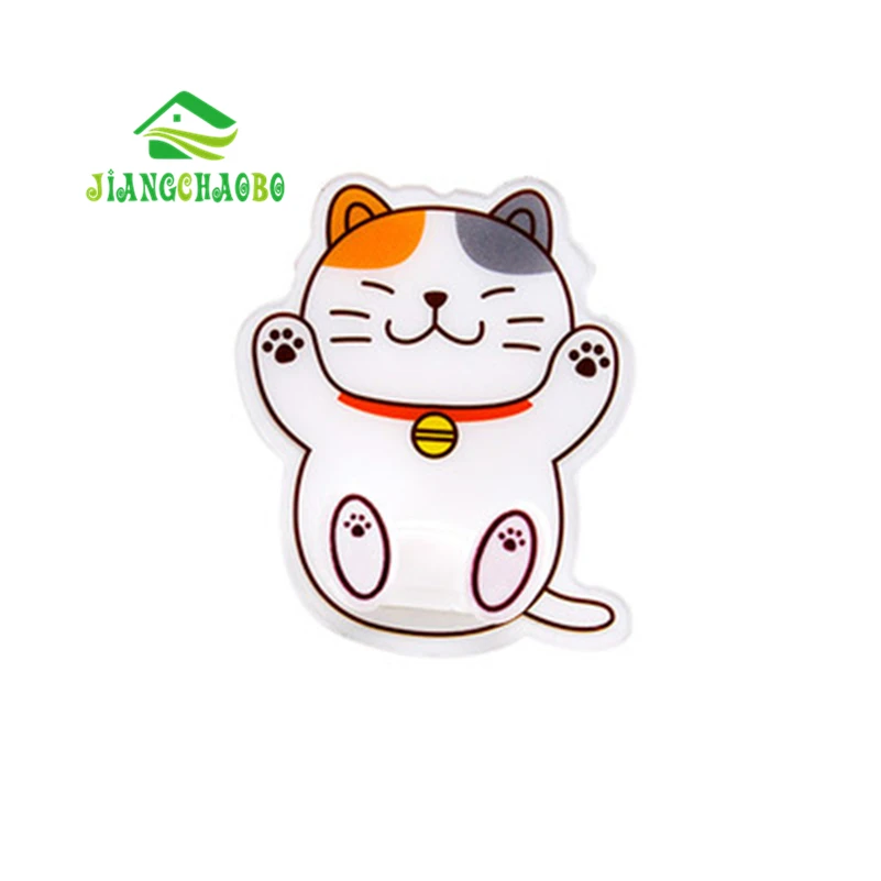 JiangChaoBo мультфильм вискоза розетка крюк подвесной разъем питания паста стент пластиковые стены сильный анти-палка крюк - Цвет: White Cat