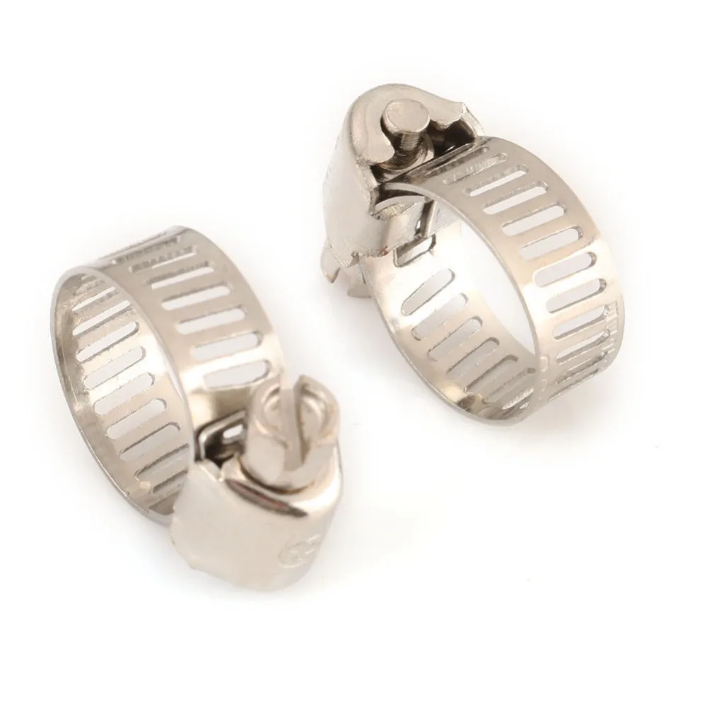 50pcs Car Hose Clamp 1/2&quot-3/4&quot Adjustable Stainless Steel Drive Clamps Fuel Line Worm Clip |