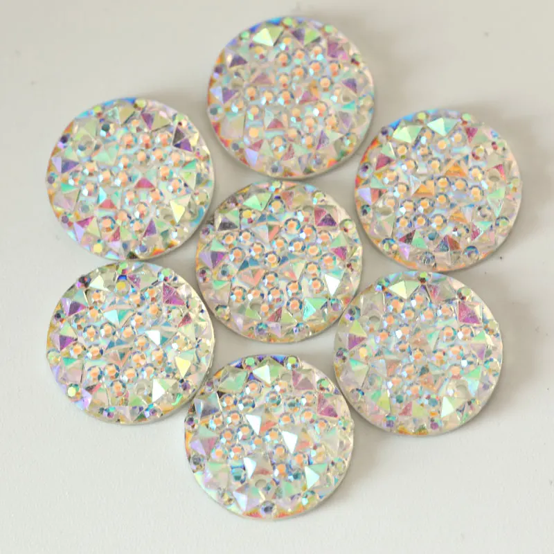 Большая распродажа! 100 шт Смола Круглый пришить горный хрусталь круглый белый