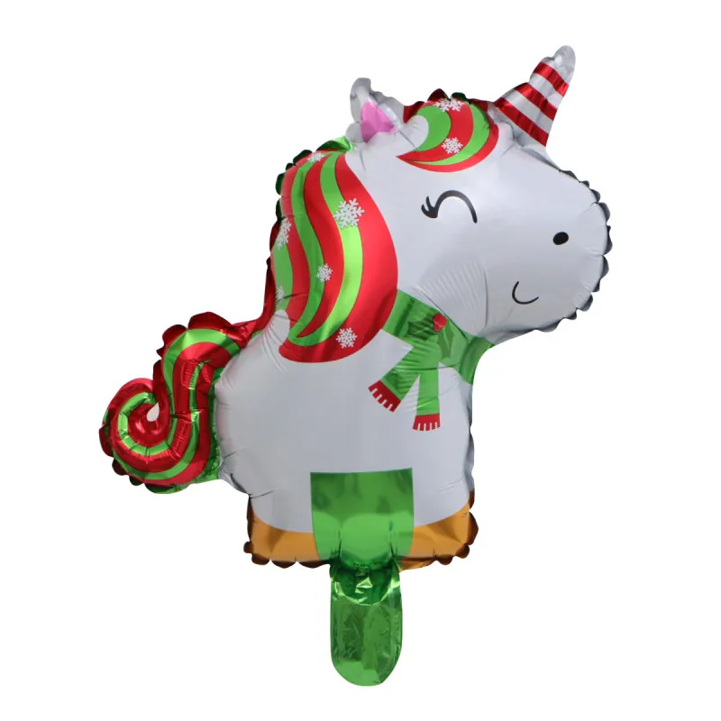 50 шт. Мини Санта-Клаус костыль Снеговик Рождественская елка подарок с Unicorn коробка колокольчик фольга Воздушные шары веселый декор для рождественской вечеринки