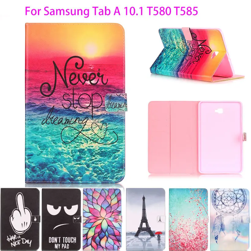 Окрашенные Флип кожаный чехол для Samsung Galaxy Tab A A6 10 1 2016 T580 T585 T580N задняя крышка Чехлы