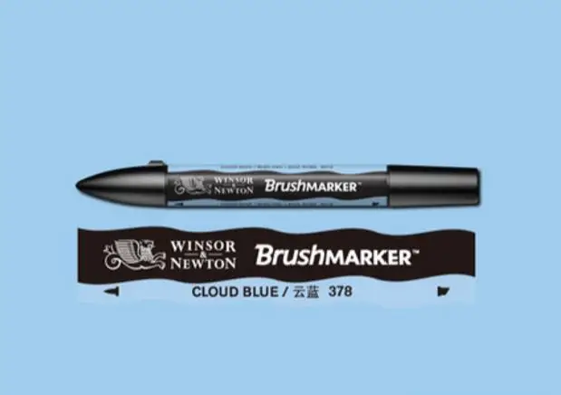 Winsor& Newton кисть-маркер, кисть на спиртовой основе, быстро сохнет, синие, зеленые тона, два кончика, художественные ручки - Цвет: Cloud Blue