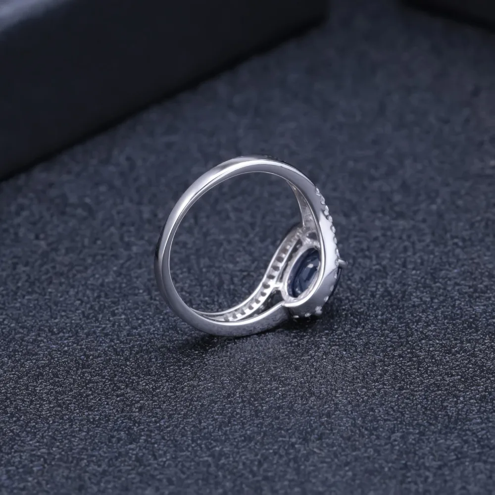 GEM'S BALLET 1.66Ct Овальный Натуральный Синий Сапфировое Кольцо из драгоценных камней 925 пробы серебряные классические кольца для женщин Свадебные ювелирные изделия
