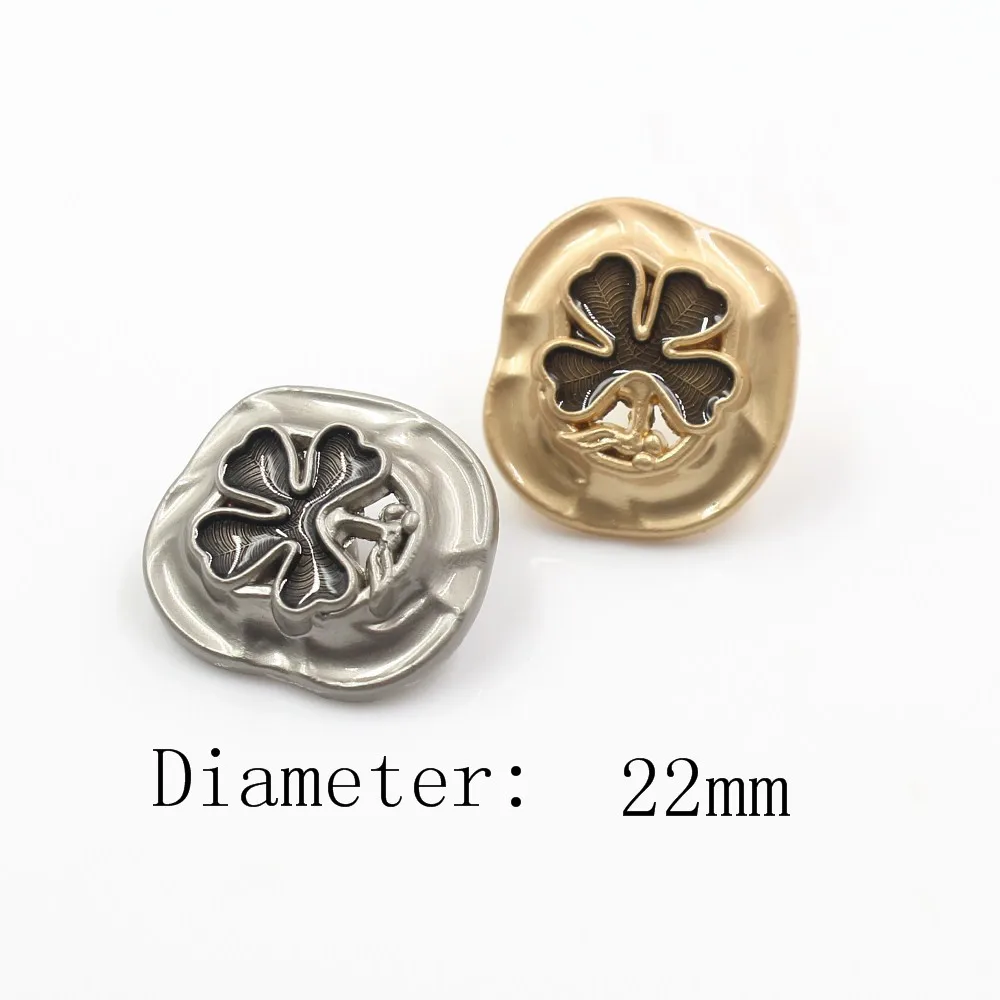 22 мм 10 шт./лот металлические пуговицы в форме листа золотистого/серебристого