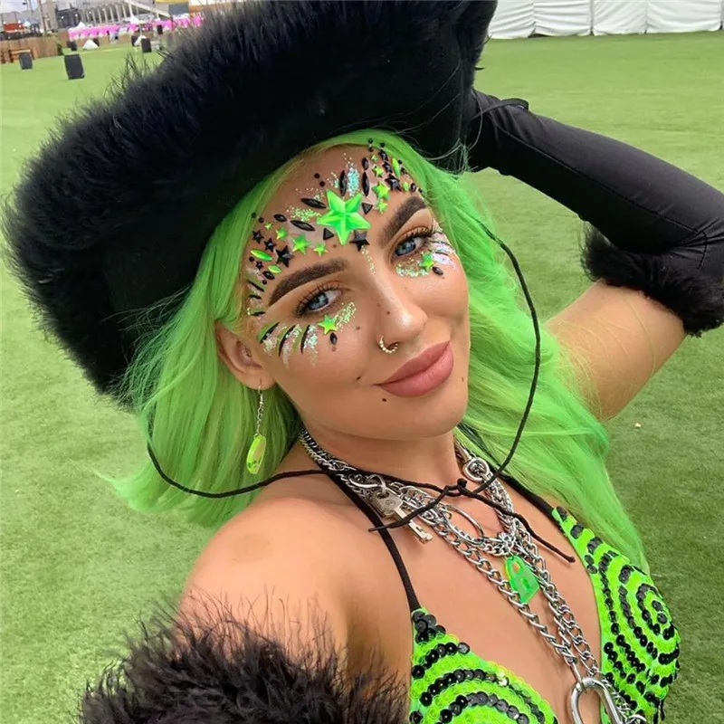 Модные украшения для лица, фосфоресцирующие Кристальные наклейки для женщин, наклейки для лица с драгоценными камнями, светящиеся в темноте, наклейки для бровей, украшения для макияжа лица