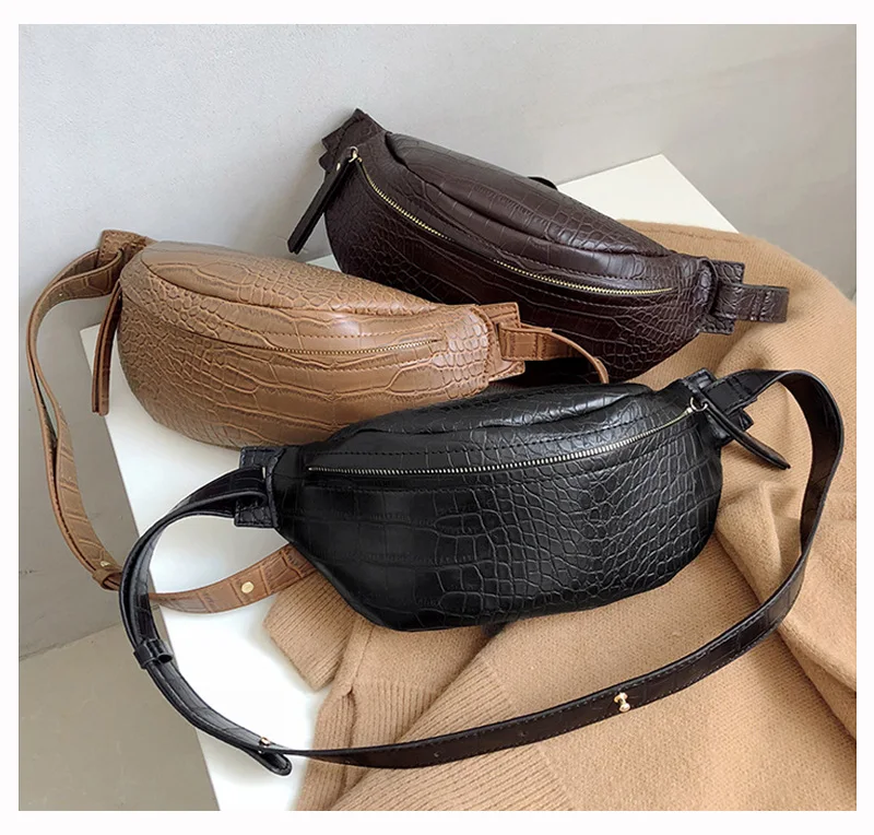 Модные женские нагрудные сумки New Trend Crocodile Messenger Сумка из искусственной кожи Fanny Pack Женские сумки на ремне с бананом