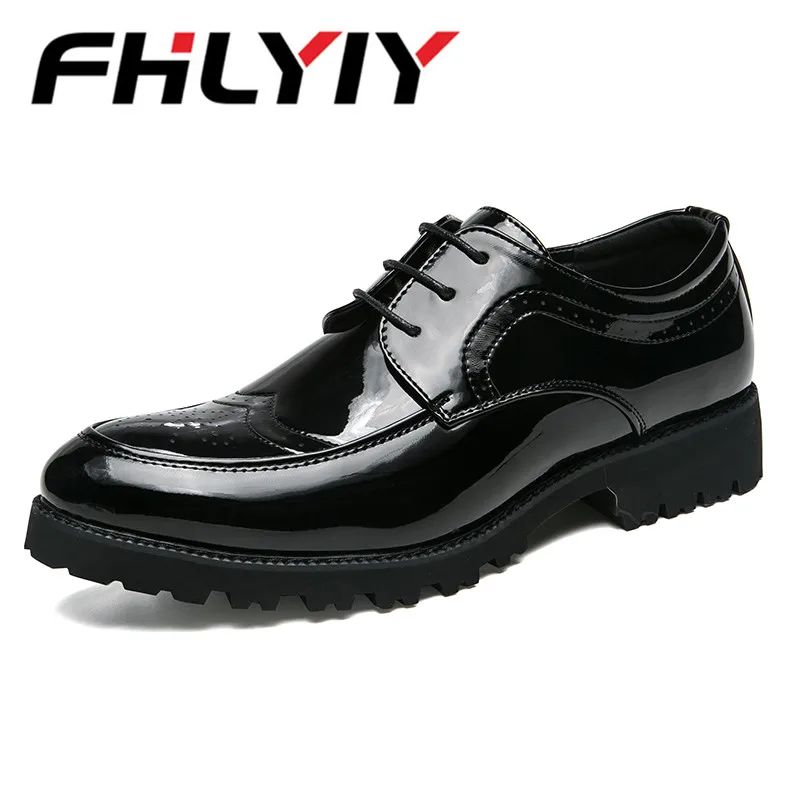 Italy Fashion Patent Leather Oxford Shoes For Men Dress Formal Pointed Toe Business Wedding Gold Zapatos Hombre | Обувь