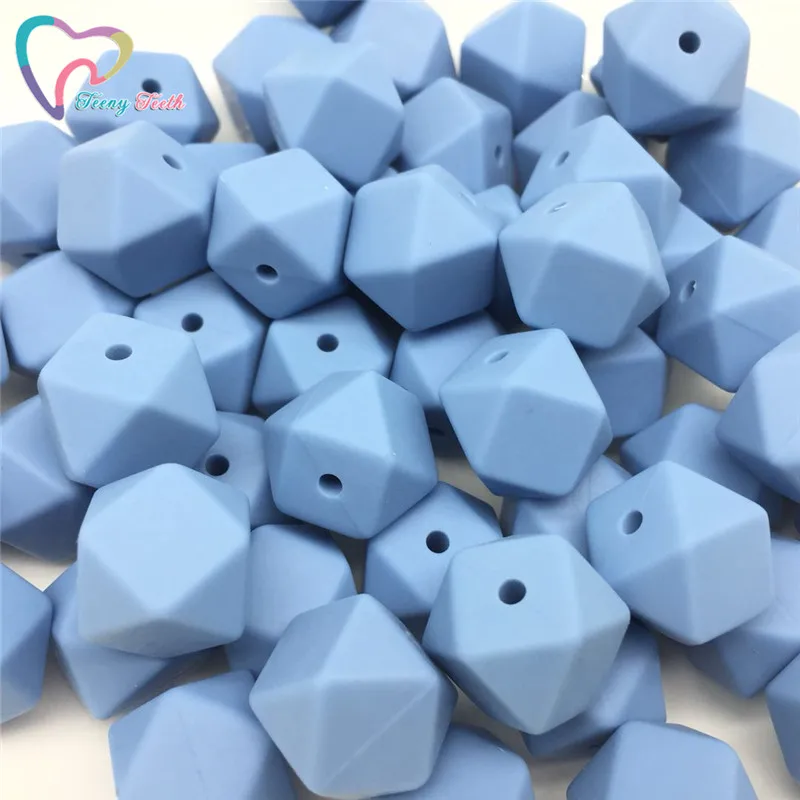 Power Blue Teeny teeth 10 шт. 14 мм шестигранные Силиконовые бусы для прорезывания зубов детские DIY игрушечный детский душ подарок ожерелье соска цепь Силиконовые бусы - Цвет: Power Blue