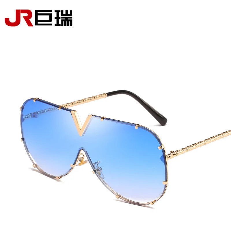 Новые солнцезащитные очки trend Личность дамы из металла большие модные мужские