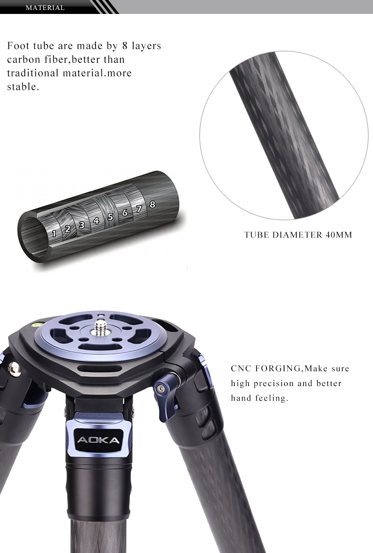 Универсальный Профессиональный heavy duty стойкость к большим нагрузкам 35kgs гибкий систематических stativ углеродного волокна большой штатив-Трипод