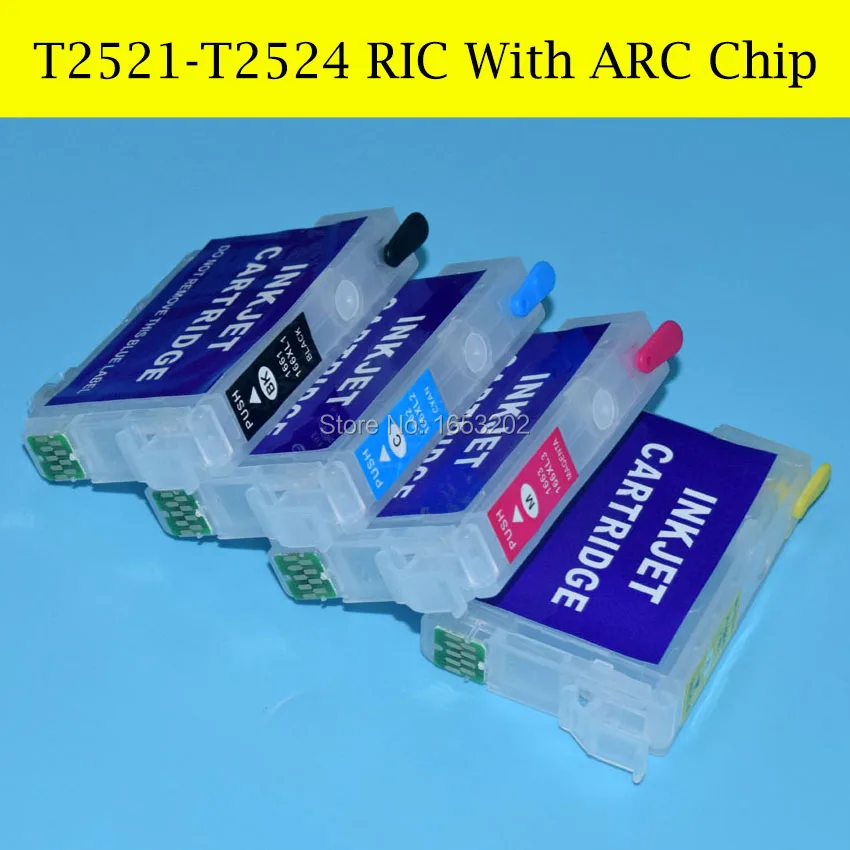 

4 шт многоразового картридж для Epson T2521-T2524/252 с автоматическим чипом