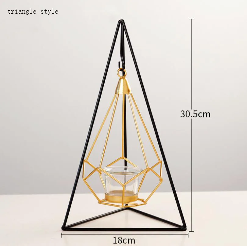 triangle style Нордический контракт Золотой геометрический Железный искусство Висячие силы подсвечник предметы домашнего декора свеча настольная мебель - Цвет: triangle style