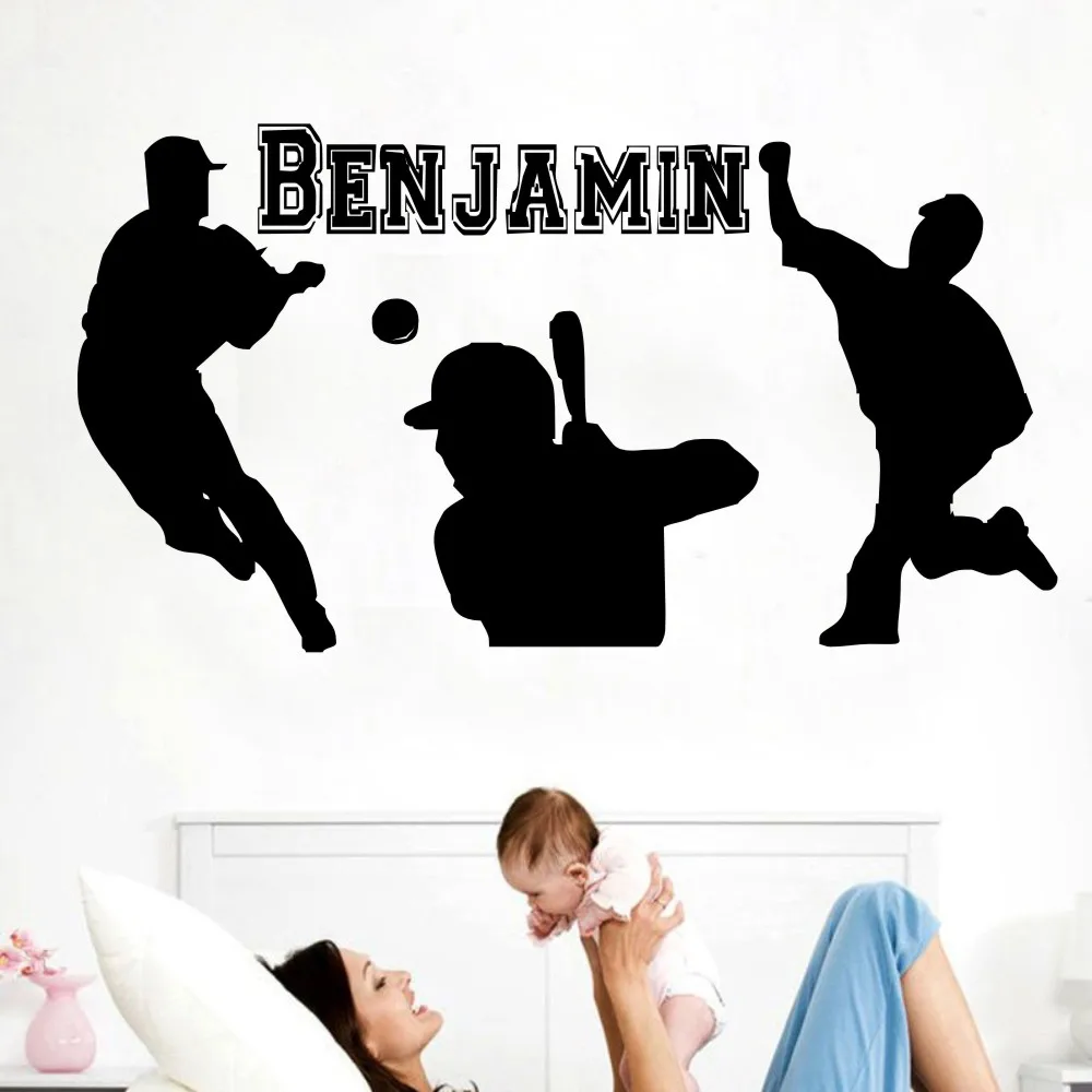 

YOYOYU Wall Sticker Baseball Boys Player Room Decoration Persionalized Name And ANY Size Chioce Removeable Poster Mural J087