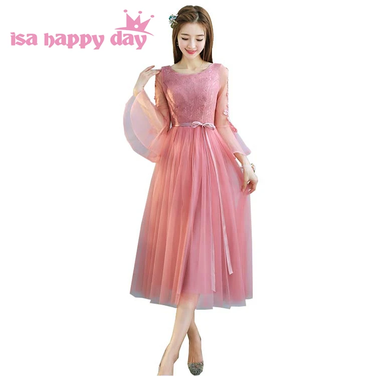 Женское платье подружки невесты длиной ниже колена с рукавом 2020|brides maid|ladies bridesmaid