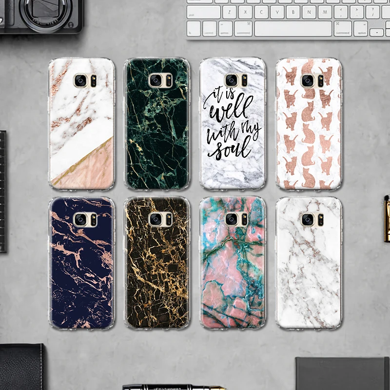Для Samsung Galaxy S5 S6 S7 Edge S8 S9 S10 Plus S10e Note 4 5 8 9 мягкий чехол цветной узор мраморная кожа
