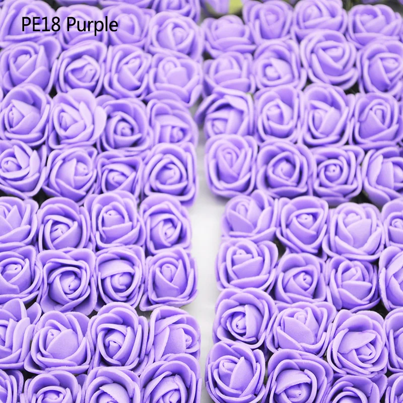 Purple 144 шт мини-медведь, розы, искусственные цветы, Плюшевый цветок, скрапбукинг, Свадебное Ремесло, сделай сам, День матери, цветы, подарки - Цвет: Purple