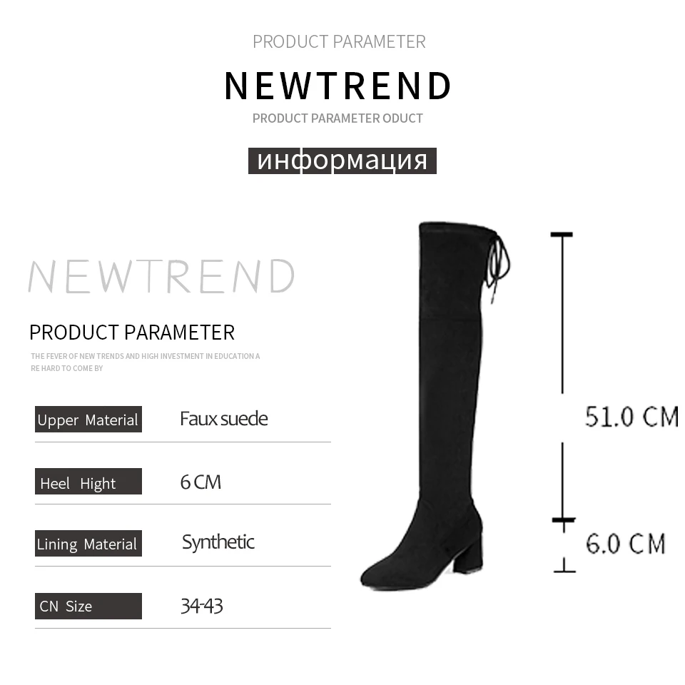 

ENMAYER 2019 Faux Suede Slim Boots Faux Suede Over-the-Knee Round Toe Winter Boots Women Hoof Heels Women Boots Size 34-39
