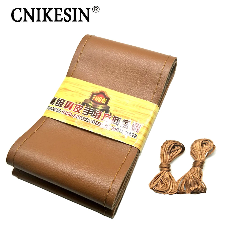 DIY автомобиля Руль Обложка Настоящее Австралийский коровьей кожи с иглами тему