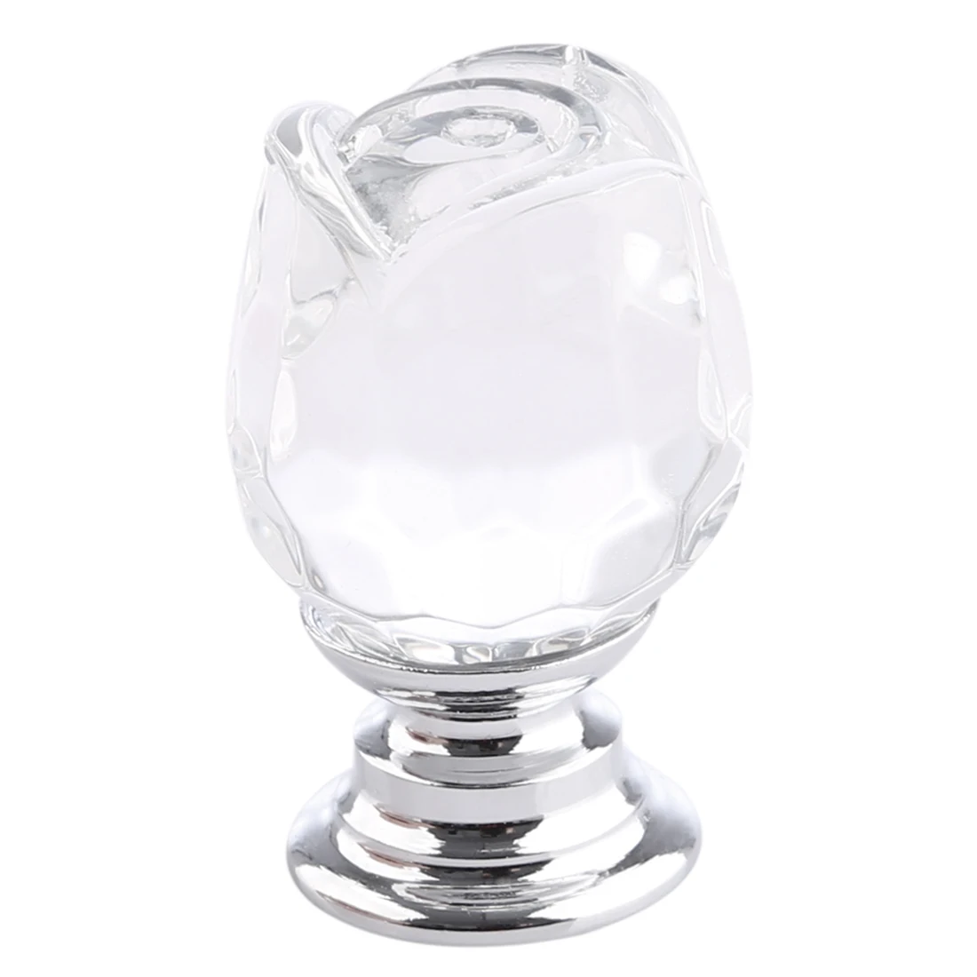 5 pcs Set Transparent Crystal Rose Shape Door Cabinet Knobs Furniture Handle Cupboard Kitchen Pull Handle- Pink