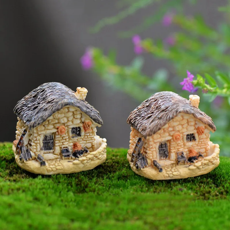 Каменный дом Сказочный Сад, миниатюра Kawaii Мини Смола Маленький дом сад микро фигурки миниатюрные Декор DIY аксессуары