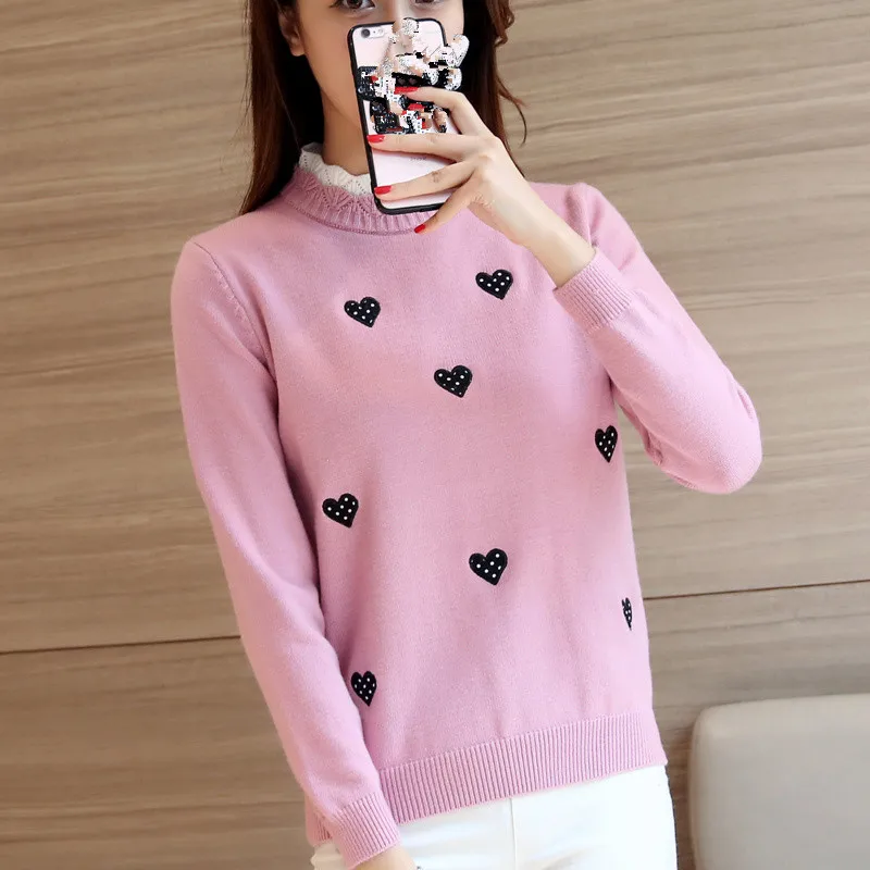 Neploe Autumn New Pullover Short Knitted Tops Women Korean Lace Collar Sweater Lady Embroidery Temperament Slim Knitwear 65958 | Женская