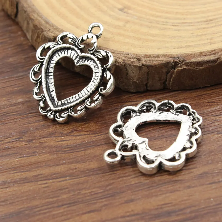 Подходит: кабошоны в форме сердца 13 мм античное серебро камея/стекло/рамка