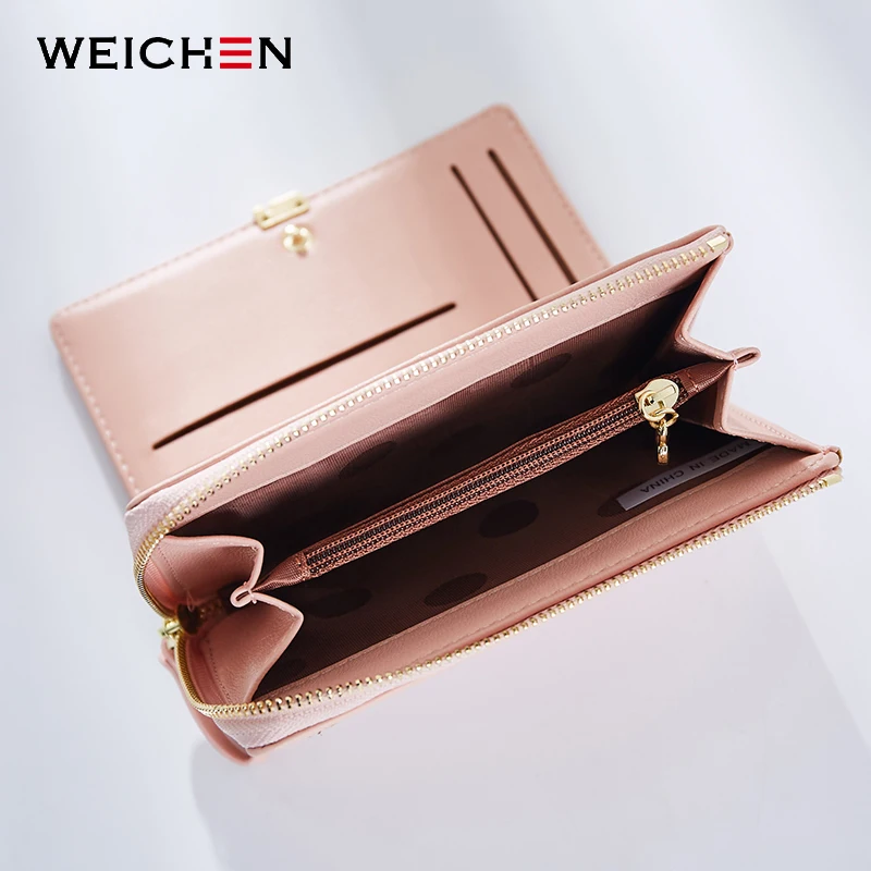 WEICHEN Модные женские стандартные кошельки, кожаный женский маленький кошелек, женский клатч, брендовый дизайн, держатель для карт, кошельки для монет