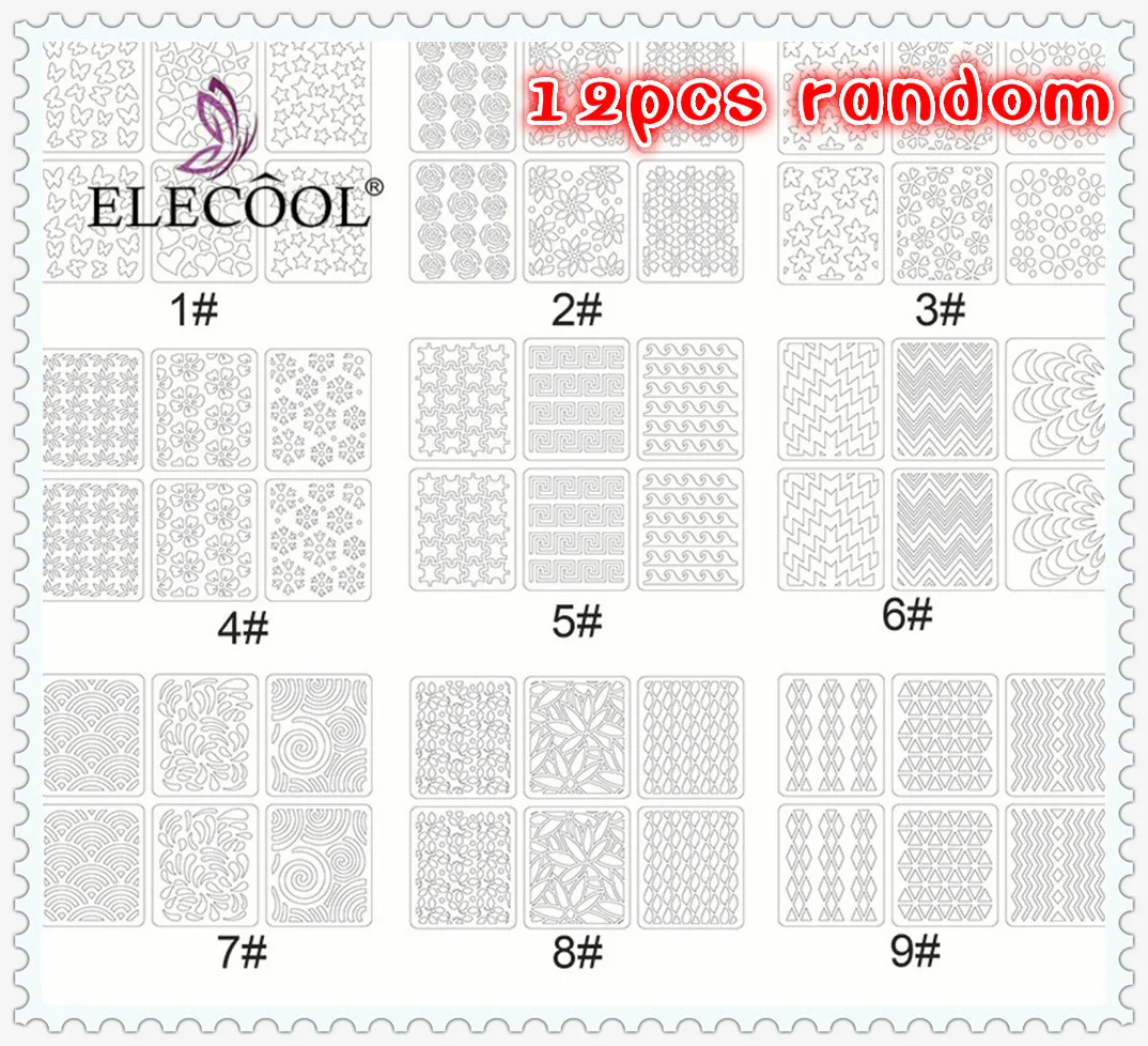 Elecool 24/12 шт инструментов для ногтей Стикеры s 3D лазерный полый Стикеры для Неил арта украшения для кончиков ногтей украшение для ногтей, инструменты для маникюра, украшения - Color: 12pcs