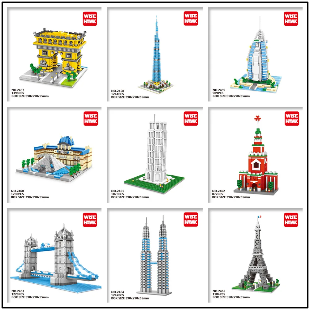 

WISEHAWK mini building blocks toys Famous landmark structure buildings model
