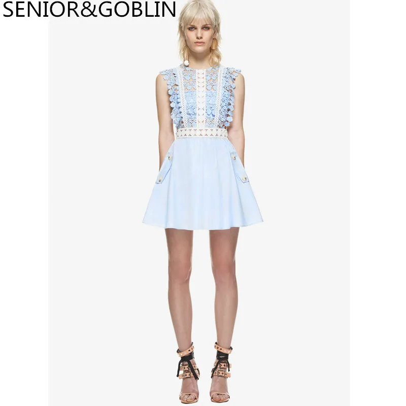 Женское кружевное платье с вышивкой элегантное короткое мини в стиле пэчворк