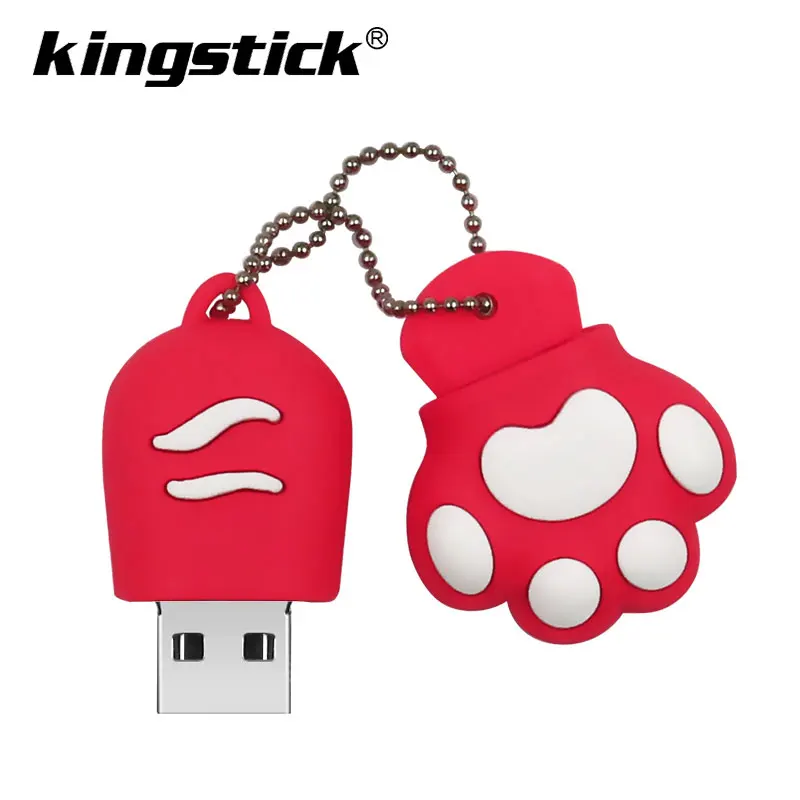 red Cute Cat Claw USB Flash Drive 7 colors Pen driv Stick 4GB 8GB 16GB 32GB 64GB Memory Sticks best gift Pen Drive Flash U disk - Color: red