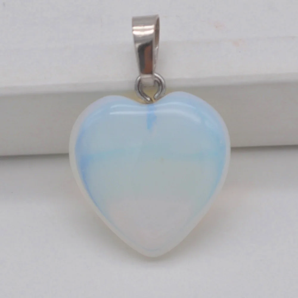 Opal Натуральный Лабрадорит/авантюрин/кристалл/Сердолик/Песчаник/камень тигровый глаз сердце драгоценный камень кулон счастливые ювелирные изделия для подарка 1 шт - Окраска металла: Opal